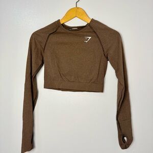 Gymshark Brown Long Sleeve Crop Top | S